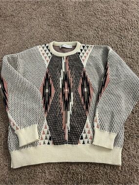 Vintage Jantzen geometric sweater pink gray large men’s